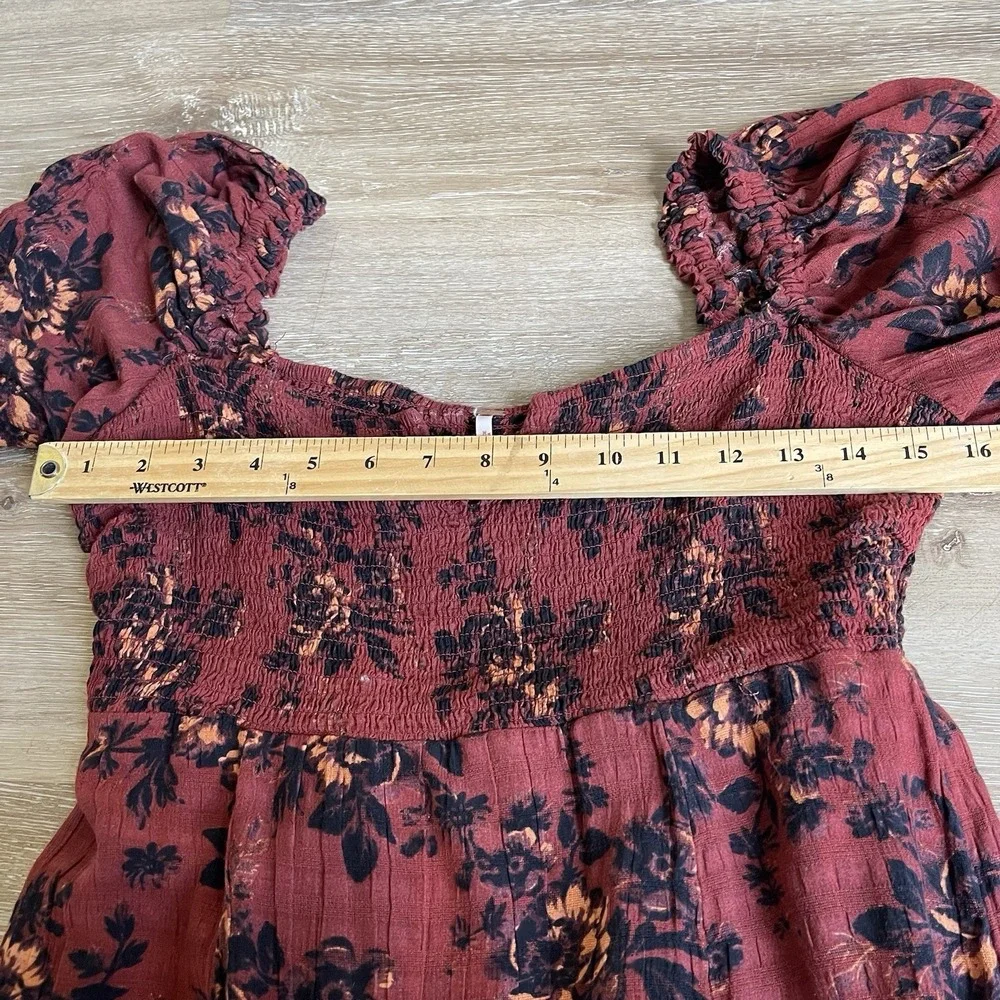Free People SM Jaymes Midi Dress Smocked Vamp Romance Whimsy Grunge Fairy $168 - Picture 5 of 12